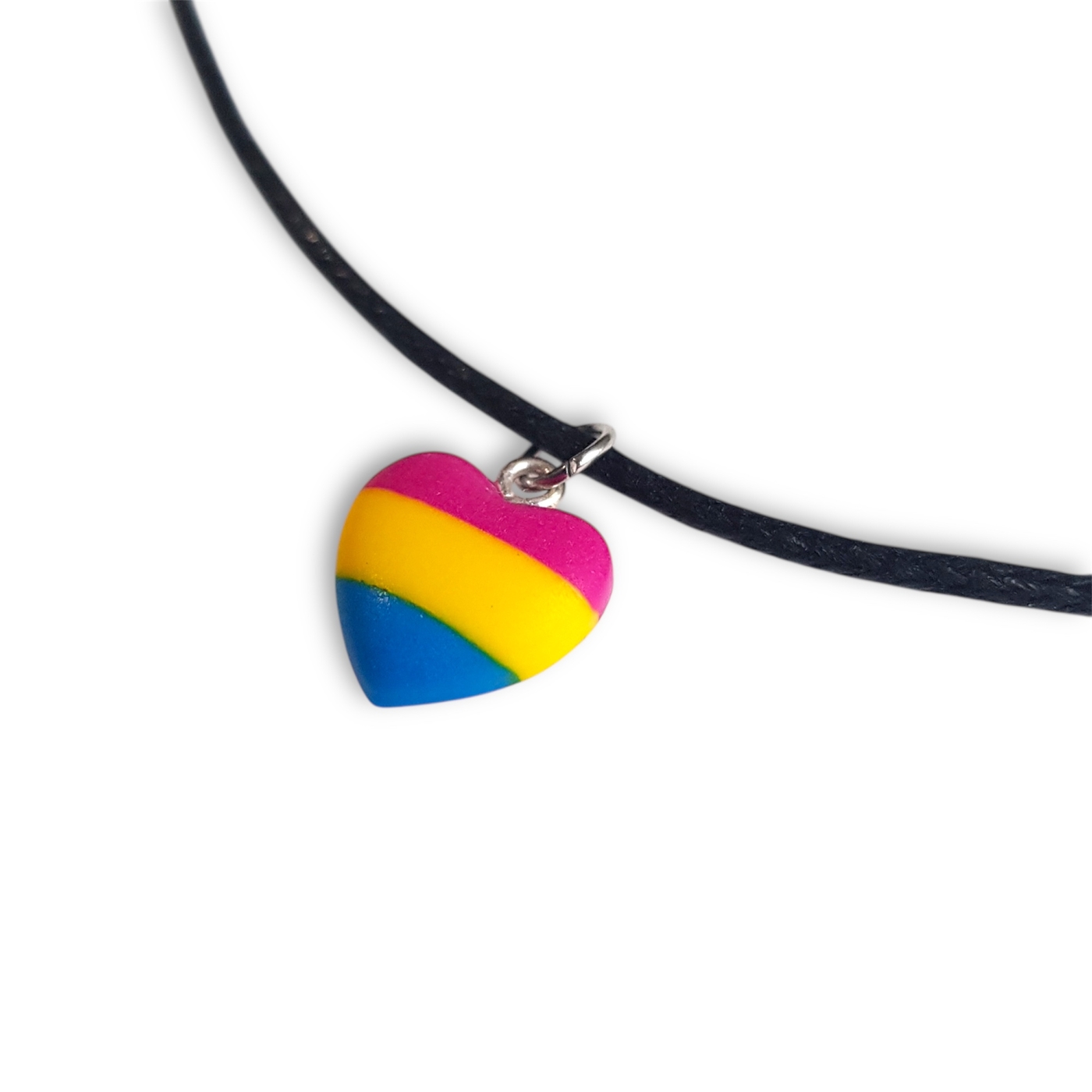 Pansexual pride flag heart shaped pendant necklace