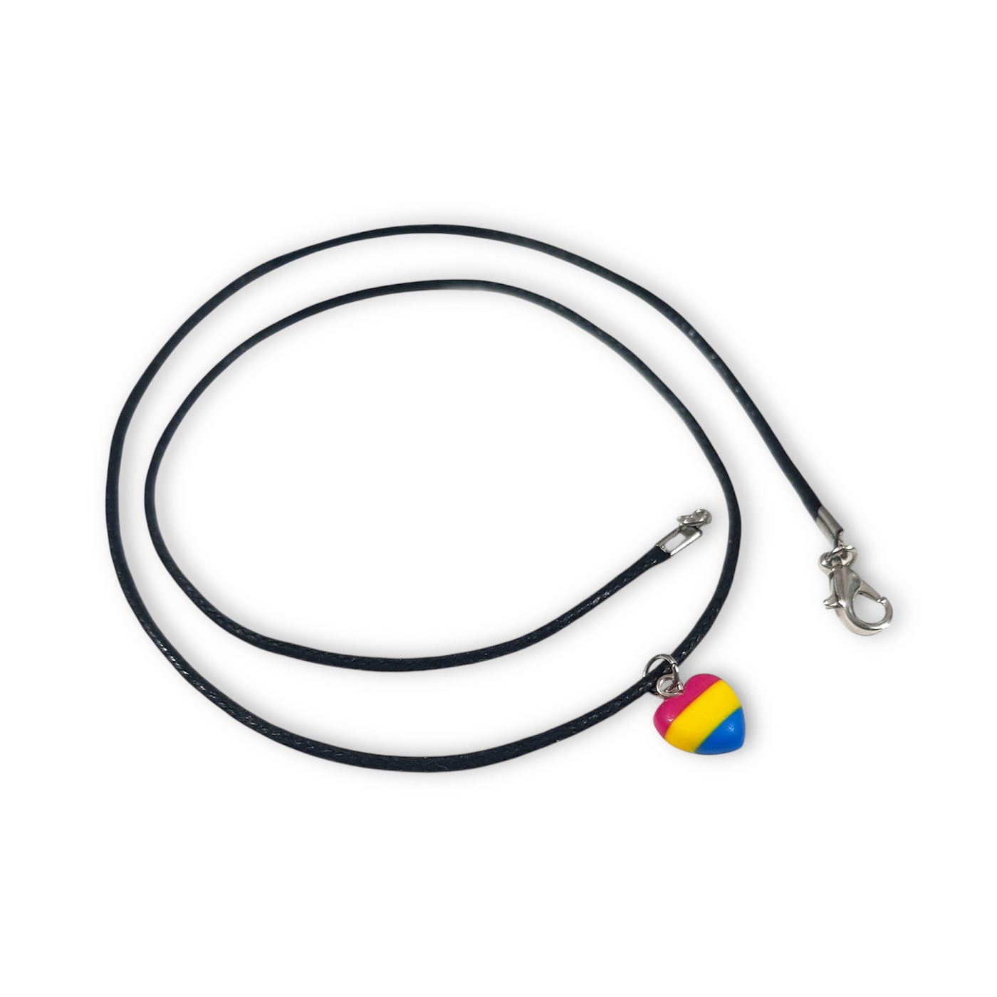 Pansexual pride flag heart shaped pendant necklace