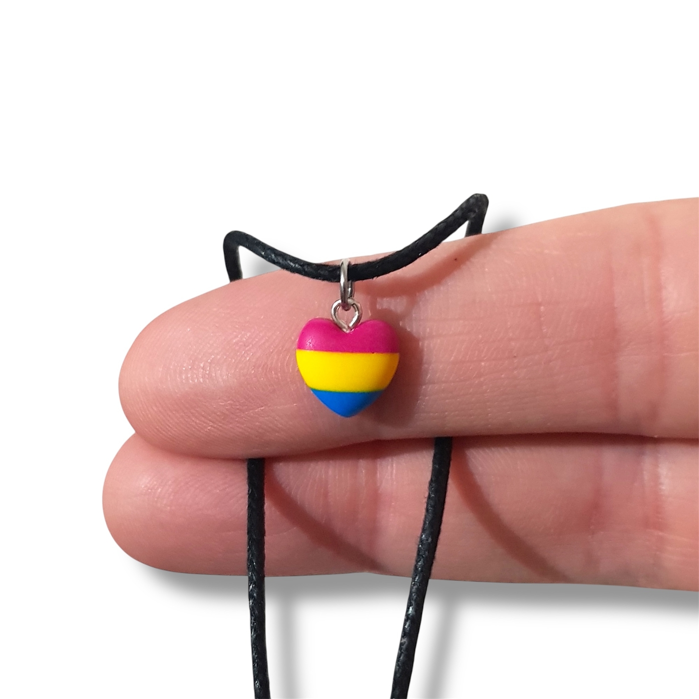 Pansexual pride flag heart shaped pendant necklace