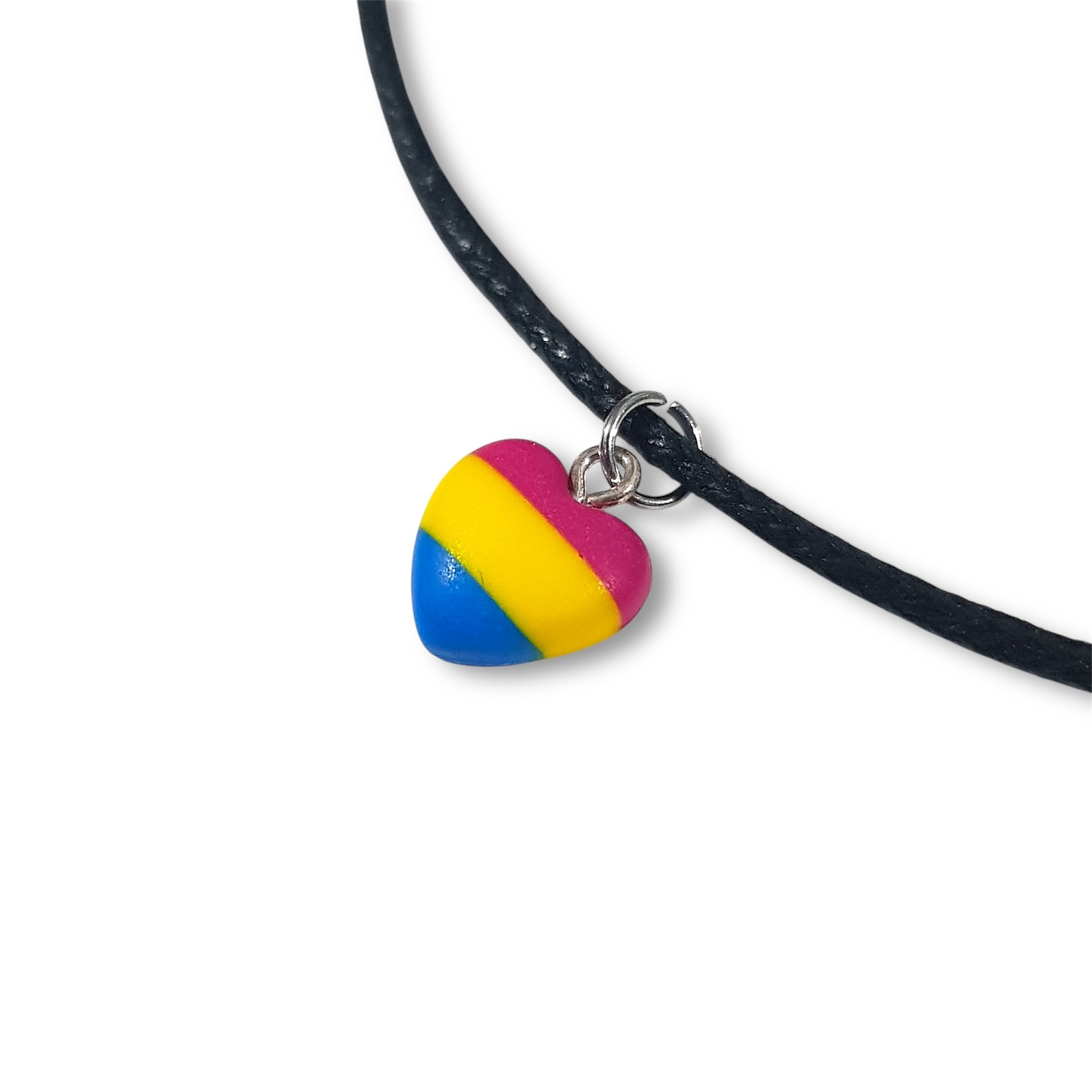 Pansexual pride flag heart shaped pendant necklace