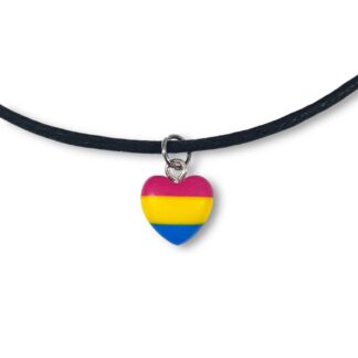 Pansexual pride flag heart shaped pendant necklace