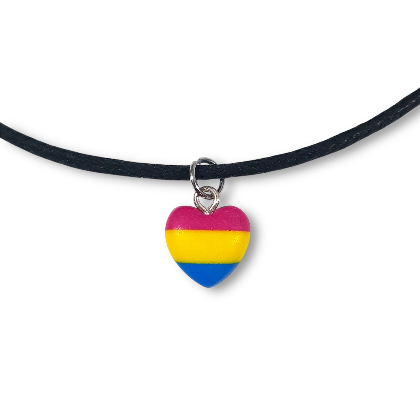 Pansexual pride flag heart shaped pendant necklace