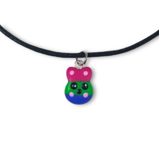 Polysexual pride flag kawaii rabbit pendant necklace