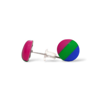 Polysexual pride flag small round stud earrings