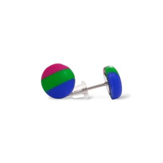 Polysexual pride flag small round stud earrings