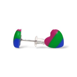 Polysexual pride flag heart shaped earrings