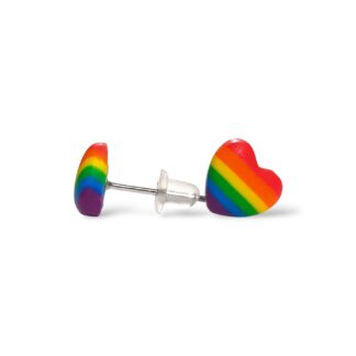 LGBTQ pride flag heart shaped stud earrings