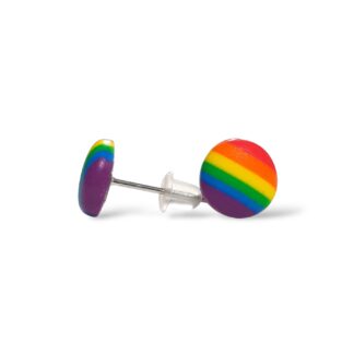 LGBTQ pride flag button shaped stud earrings