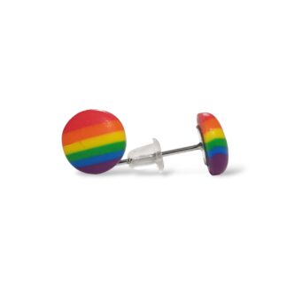 LGBTQ pride flag button shaped stud earrings