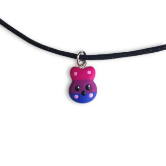 Bisexual pride flag kawaii rabbit necklace
