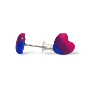 Bisexual pride flag small heart shaped stud earrings
