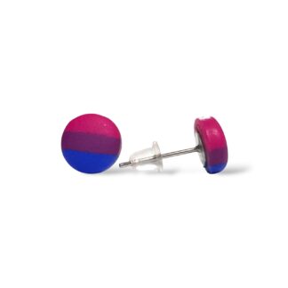 Bisexual pride flag small round stud earrings