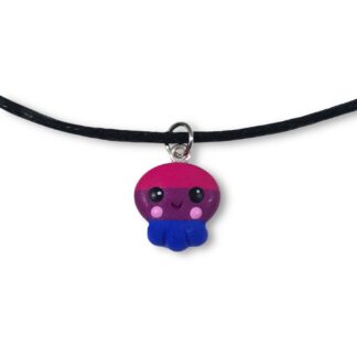 Bisexual pride flag kawaii octopus pendant necklace