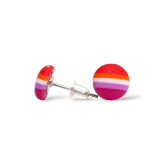Lesbian pride flag small round stud earrings