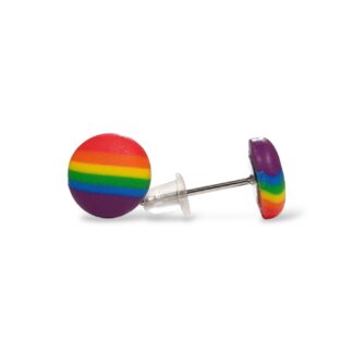 Rainbow pride flag small round stud earrings