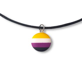 Nonbinary pride flag button shaped necklace