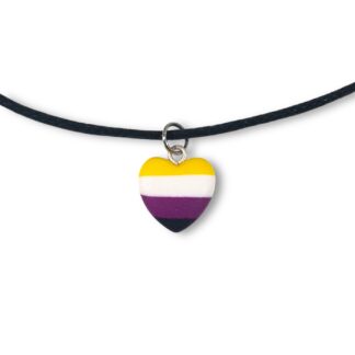 Nonbinary pride flag heart shaped pendant necklace