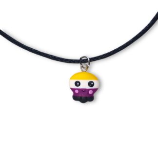Nonbinary pride flag kawaii octopus pendant necklace