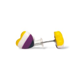 Nonbinary pride flag heart shaped stud earrings
