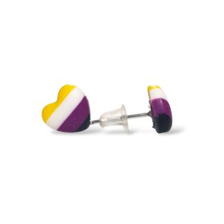 Nonbinary pride flag heart shaped stud earrings