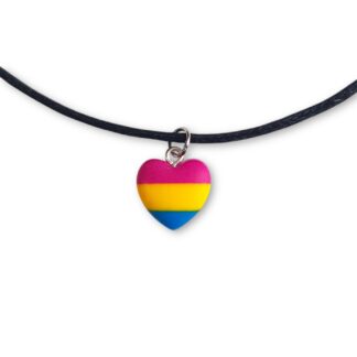 Pansexual pride flag heart shaped pendant necklace