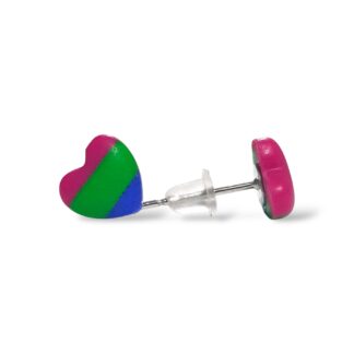Polysexual pride flag heart shaped earrings