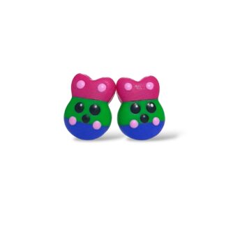 Polysexual pride flag kawaii rabbit stud earrings