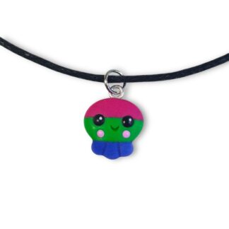 Polysexual pride flag kawaii octopus necklace