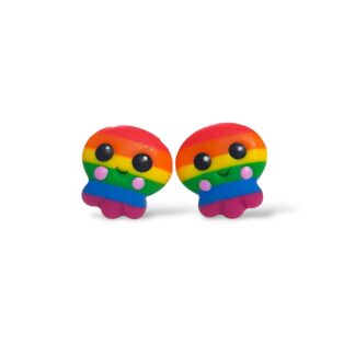 LGBTQ Pride flag kawaii octopus earrings
