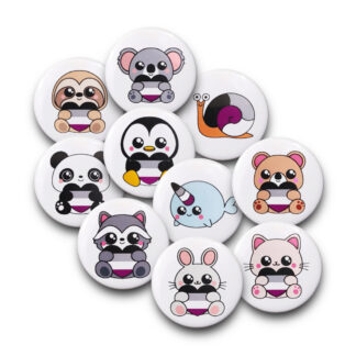 Asexual pride flag 25mm button badges.