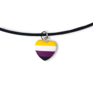 Non-binary pride flag heart pendant necklace