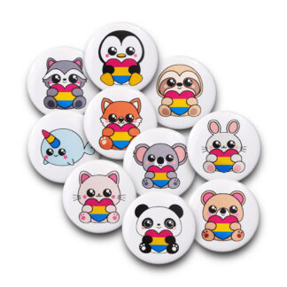 Pansexual pride flag cute animal pin badges