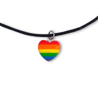 Rainbow pride flag heart shaped pendant necklace