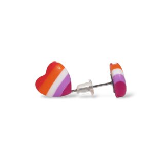 Lesbian pride flag heart stud earrings